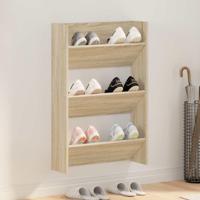 VidaXL Wandschoenenkast 60x18x90 cm spaanplaat sonoma eikenkleurig - thumbnail