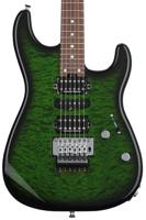 Charvel MJ San Dimas Style 1 HSH FR PF QM PF Transparent Green Burst elektrische gitaar met hardshell gigbag - thumbnail