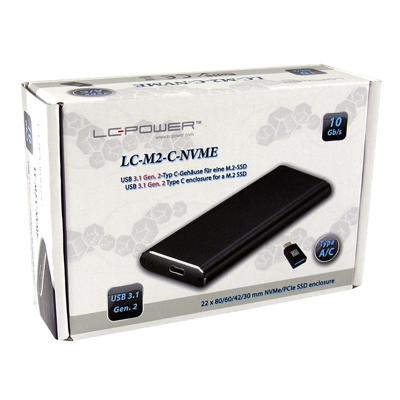 LC-Power LC-M2-C-NVME behuizing voor opslagstations M.2 SDD-behuizing Zwart