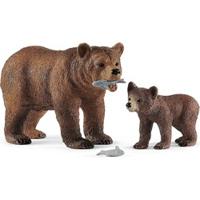 Schleich Safari - VROUWELIJKE GRIZZLYBEER MET GRIZZLYBEERTJE 42473 - thumbnail