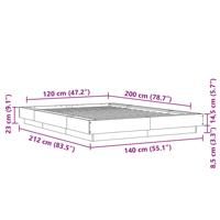 Bedframe met LED-verlichting bewerkt hout betongrijs 135x190 cm - thumbnail