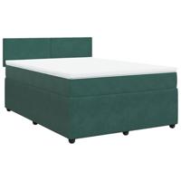 Boxspring met matras fluweel donkergroen 140x190 cm - thumbnail