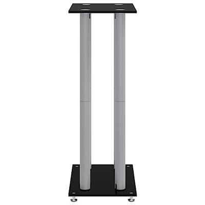 VidaXL Luidsprekerstandaards 2 st 4 pijlers gehard glas zwart zilver