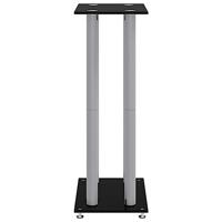 VidaXL Luidsprekerstandaards 2 st 4 pijlers gehard glas zwart zilver - thumbnail