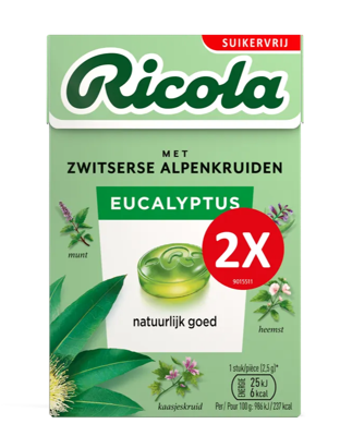 Ricola Keelpastilles Eucalyptus Suikervrij