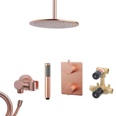 Mueller Cobre inbouw regendoucheset plafondbevestiging Ø 30 geborsteld koper