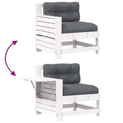 Tuinbank met armleuning en kussen massief grenenhout wit Tuinbank met armleuning en kussen massief grenenhout wit