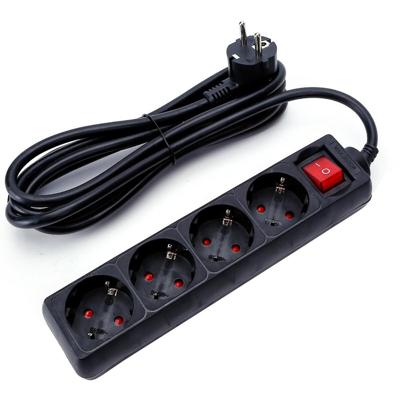 Stekkerdoos Zwart 4 Stopcontacten met Schakelaar 3m 3680W