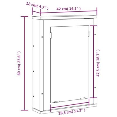 Badkamerspiegelkast 42x12x60 cm bewerkt hout zwart