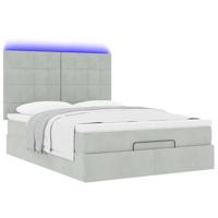 Ottoman bed met matrassen en LED's 140x200cm fluweel lichtgrijs - thumbnail