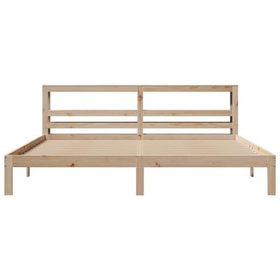 Bedframe met hoofdbord massief grenenhout 200x200 cm - thumbnail