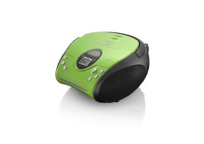 Lenco SCD24 - CD-speler voor kinderen - CD-radio - stereosysteem - boombox - FM-radiotuner - trackgeheugen - 2 x 1,5 W RMS-vermogen - AC- en batterijvoeding - groen zwart