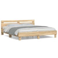Bedframe met hoofdeinde bewerkt hout sonoma eiken 200x200 cm - thumbnail