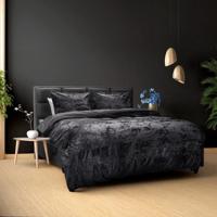 RoyalTextile - Crystal Velvet Dekbedovertrek - Zwart - 200 x 220 - thumbnail