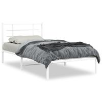 Bedframe met hoofdbord metaal wit 100x200 cm - thumbnail
