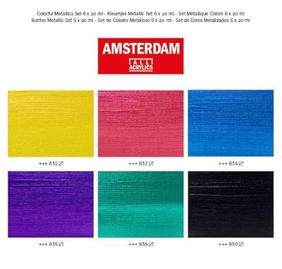 Bruynzeel Amsterdam standard series acrylverf kleurrijke metallic set 20ml, 6dlg.
