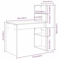 Bureau met plank Gerookt eiken 113 x 54 x 120 cm Bewerkt hout - thumbnail