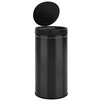 Prullenbak met automatische sensor 70 L koolstofstaal zwart - thumbnail