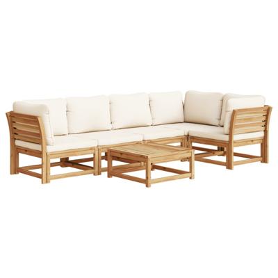 4-delige Loungeset met kussens massief acaciahout - thumbnail