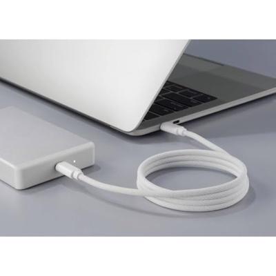 Renkforce USB-kabel USB 2.0 USB-C stekker, USB-C stekker 1.00 m Wit Met magnetische opwikkeling, Stoffen mantel RF-6437918