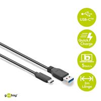 Goobay 71221 SuperSpeed 3.1 USB C -> USB 3.0 (type A) oplaadkabel, datakabel, ondersteunt opladen & Sync, 3-voudig afgeschermd, 2 m, zwart - thumbnail