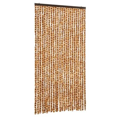 Vliegengordijn 100x230 cm chenille okerkleurig en wit