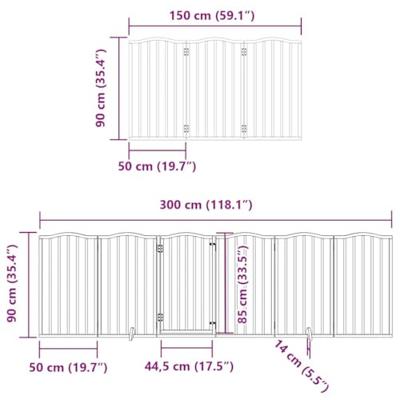 Hondenhek inklapbaar met deur 9 panelen 450 cm populierenhout