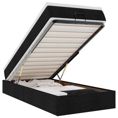 Ottoman bed met matras 90x190cm stof zwart - thumbnail