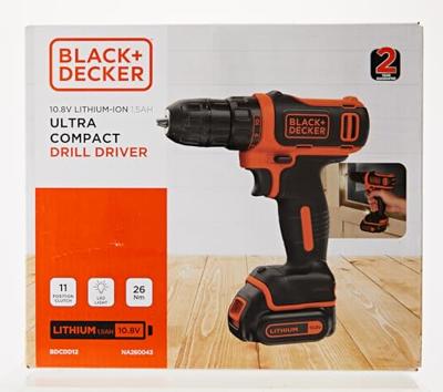 BLACK+DECKER BDCDD12 10.8V 1.5Ah Schroefboormachine | 1x 10.8V 1.5Ah accu + 200 mA lader - BDCDD12-QW BLACK+DECKER BDCDD12 10.8V 1.5Ah Schroefboormachine | 1x 10.8V 1.5Ah accu + 200 mA lader - BDCDD12-QW