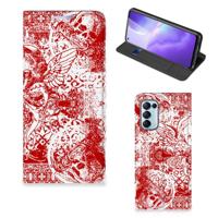 Mobiel BookCase OPPO Find X3 Lite Angel Skull Rood - thumbnail
