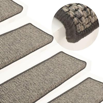 VidaXL Trapmatten zelfklevend 15st sisal-look 65x21x4cm grijs en beige VidaXL Trapmatten zelfklevend 15st sisal-look 65x21x4cm grijs en beige