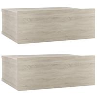 VidaXL Nachtkastjes 2 st 40x30x15 cm bewerkt hout sonoma eikenkleurig - thumbnail