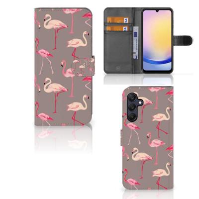 Samsung Galaxy A25 | Telefoonhoesje | Met pasjeshouder | Flamingo