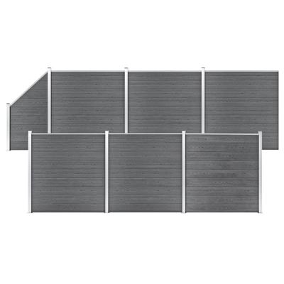 Schuttingset 6 vierkant en 1 schuin 1138x186 cm HKC grijs