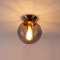 QAZQA Art deco plafondlamp messing met smoke glas - Pallon - thumbnail