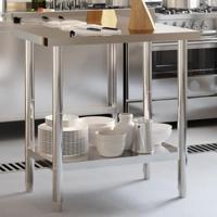 VidaXL Keukenwerktafel met spatscherm 82,5x55x93 cm roestvrij staal - thumbnail