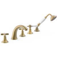 Badrandkraan Tres Clasic Mengkraan Gebogen Incl. Omstelknop en Handdouche Verouderd Messing Mat Tres - thumbnail