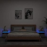 Nachtkastjes met LED-verlichting 2 st 40x39x48,5 cm betongrijs - thumbnail