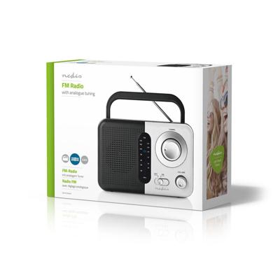 Nedis FM-Radio | Draagbaar Model | FM | Batterij Gevoed / Netvoeding | Analoog | 2.4 W | Zwart-Wit Scherm | Koptelefoonoutput Nedis FM-Radio | Draagbaar Model | FM | Batterij Gevoed / Netvoeding | Analoog | 2.4 W | Zwart-Wit Scherm | Koptelefoonoutput