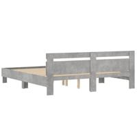 Bedframe met hoofdeinde bewerkt hout betongrijs 180x200 cm - thumbnail
