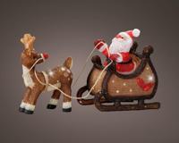 Verlichte kerstman met rendier cool wit - thumbnail