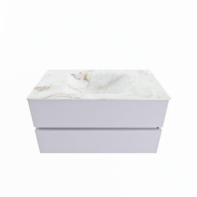 MONDIAZ VICA-DLUX 90cm badmeubel onderkast Cale 2 lades. Inbouw wastafel CLOUD midden zonder kraangat, kleur Frappe.