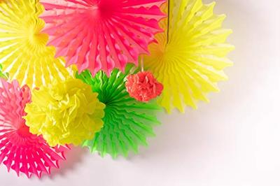 Meerkleurige Neon slinger pompom - 3 meter