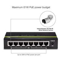 TRENDnet TPE-S44 8-Port 10/100Mbps PoE Switch, 4 x 10/100, 4 x 10/100 PoE, 802.3af, 30 W PoE vermogen - thumbnail