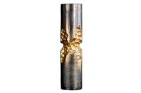 Moderne vaas PRECIOUS 40cm zwart goud metaal gehamerd design - 44893 - thumbnail