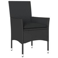 Tuinstoelen 2 st met kussens poly rattan zwart - thumbnail