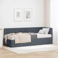 Hoekbedframe met matras Donkergrijs 80 x 200 cm Fluweel - thumbnail