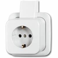 Busch Jaeger opbouw enkel stopcontact met randaarde wit - thumbnail