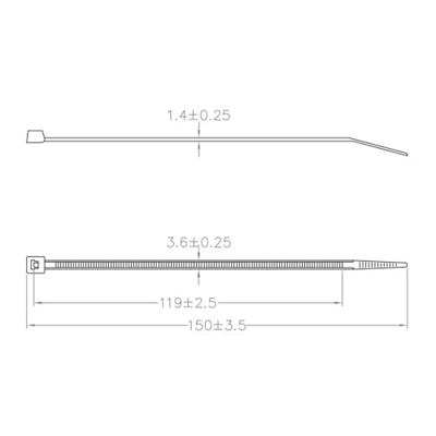 TRU COMPONENTS TC-12533328 Kabelbinder 150 mm 3.6 mm Lichtbruin Voor hoge temperatuurtoepassing 100 stuk(s)