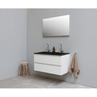 On-Line Badkamermeubelset - 100 cm - Voorgemonteerd - Ladestructuur - Acryl Wastafel - 2 Kraangaten - Spiegel met LED-Verlichting - Hoogglans Wit - thumbnail